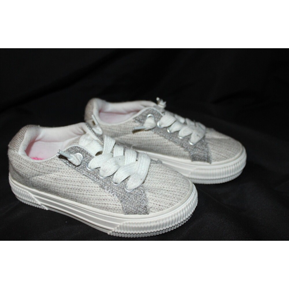 Jellypop Girl's Abigail Glitter Sneakers Silver Casual Size 1.5 - 2